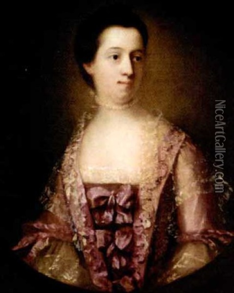 Portrait Of Mrs. Mangin Oil Painting - Francis Cotes