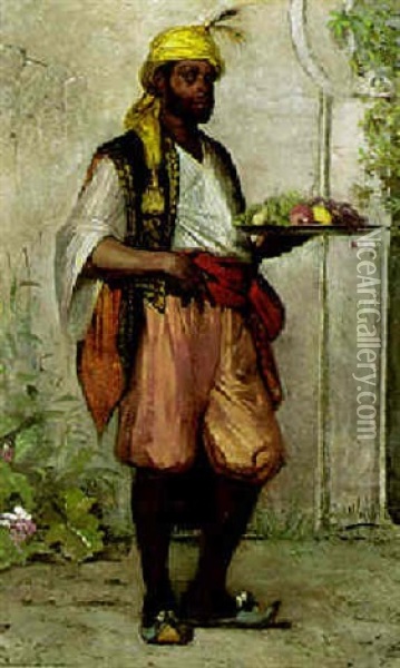 Moor With A Tray Of Fruit Oil Painting - Ingeborg Westfelt-Eggertz