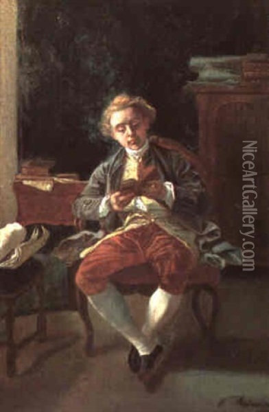 La Lecture Oil Painting - Jean Baptiste Madou