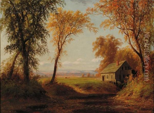 Connecticut Homestead Oil Painting - George Frederick Bensell