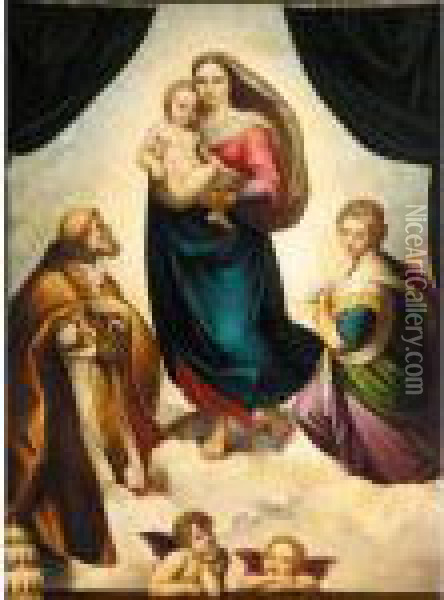 The Sistine Madonna Oil Painting - Raphael (Raffaello Sanzio of Urbino)