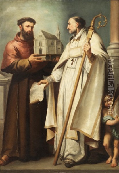 Saints Leander And Bonaventura Oil Painting - Bartolome Esteban Murillo