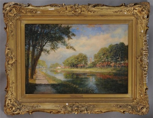 Summer Along The Canal Oil Painting - Robert Ward Van Boskerck