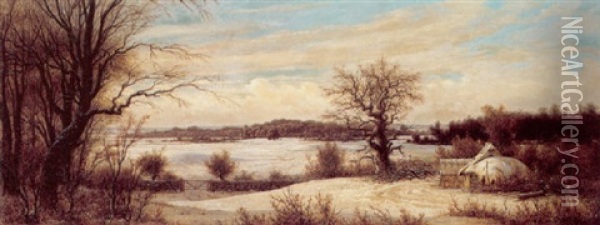 Fra Ermelunden En Vinterdag Oil Painting - Peter (Johann P.) Raadsig