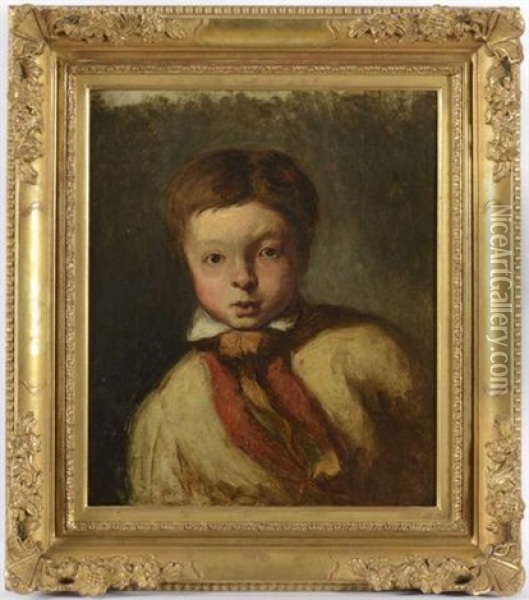 Portrait D'un Jeune Garcon Oil Painting - Adolphe Felix Cals