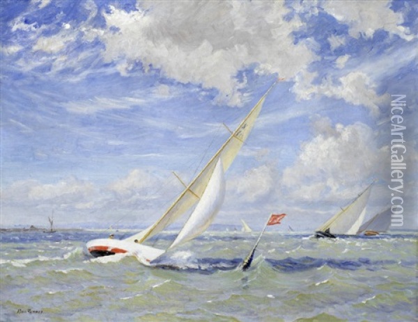 Rounding The Mark Oil Painting - Alice Maud Fanner