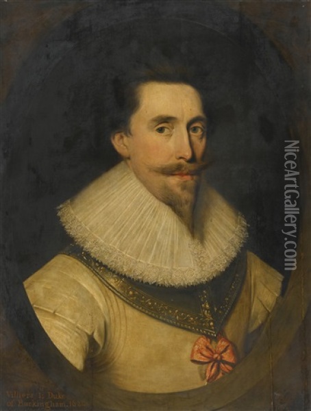 Portrait Of A Nobleman, Possibly Dudley Carleton, 1st Viscount Dorchester Oil Painting - Cornelis Jonson Van Ceulen