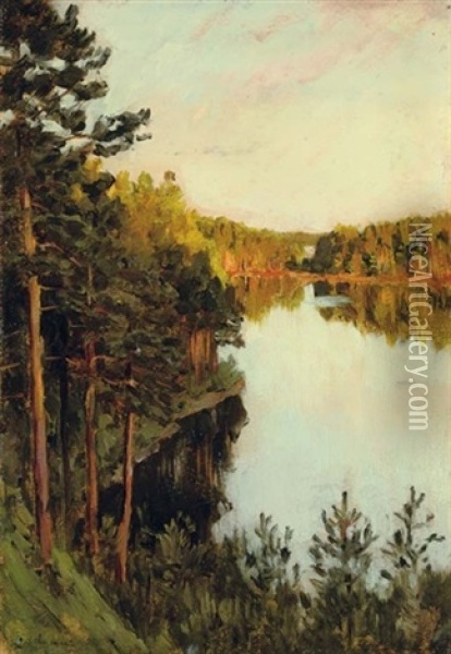 Lake In The Forest Oil Painting - Isaak Levitan