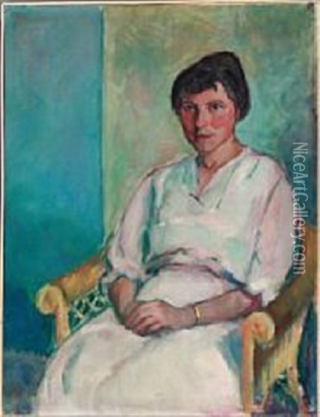 Portrait Of Miss Lucie Tage-jensen Oil Painting - Immanuel Ibsen