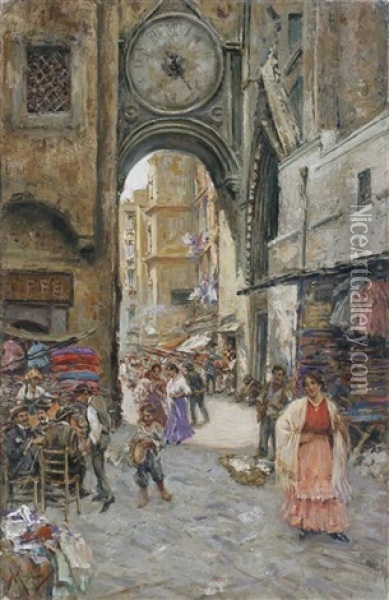Arco Di Sant Eligio A Napoli Oil Painting - Vincenzo Migliaro