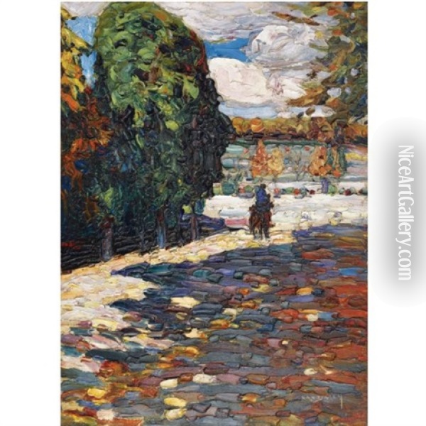 Park Von St. Cloud, Mit Reiter Oil Painting - Wassily Kandinsky