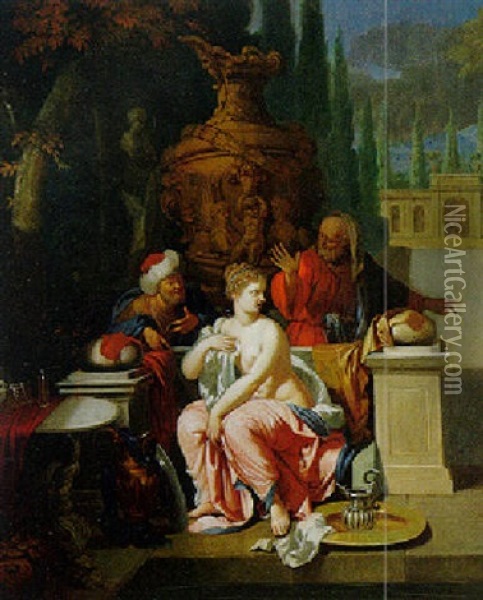 Susannah And The Elders Oil Painting - Pieter van Veen