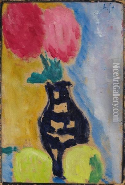 Grosses Stilleben: Zweirosen Oil Painting - Alexei Jawlensky