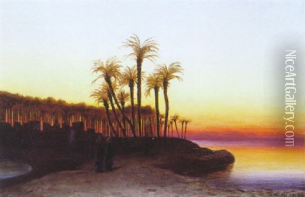 Porteuses D'eau Au Bord Du Nil Oil Painting - Charles Theodore (Frere Bey) Frere