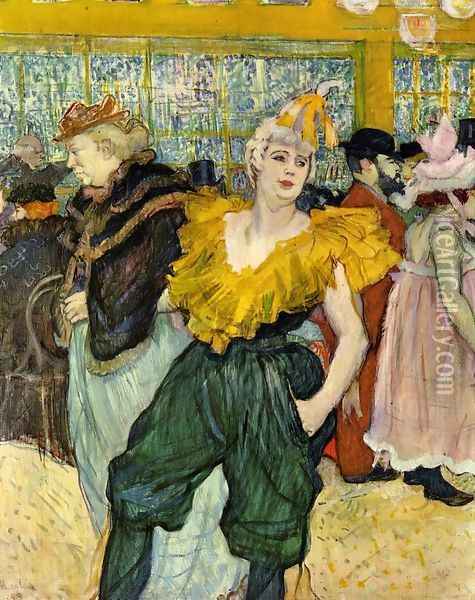 At the Moulin Rouge: The Clowness Cha-U-Kao Oil Painting - Henri De Toulouse-Lautrec