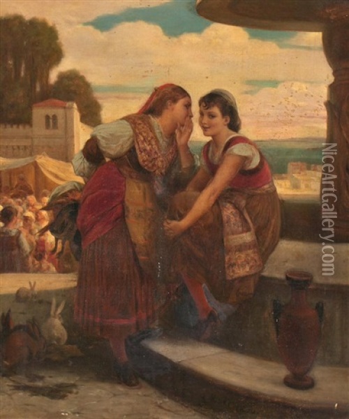 Jovenes Italianas Junto A Una Fuente Oil Painting - Henri Pierre Picou
