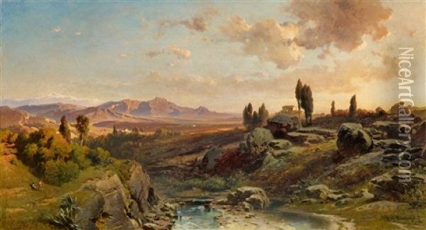 Blick Auf Die Sierra Nevada Oil Painting - Fritz Bamberger