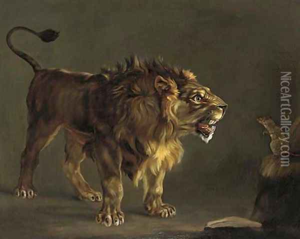 The lion and the mouse Oil Painting - French School