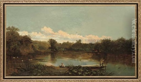 A Peaceful Day On The River Oil Painting - Edmund John Niemann