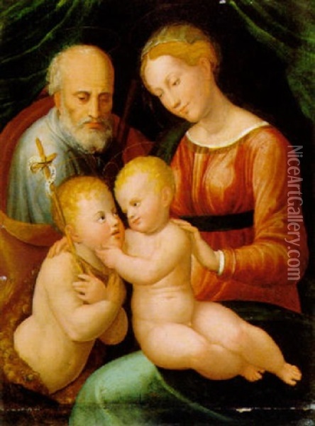 Sacra Famiglia Con San Giovannino Oil Painting - Innocenzo di Pietro (da Imola) Francucci