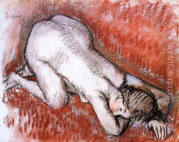 Kneeling Nude Oil Painting - Edgar Degas