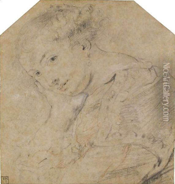 Study Of A Young Woman (Helene Fourment) Oil Painting - Peter Paul Rubens