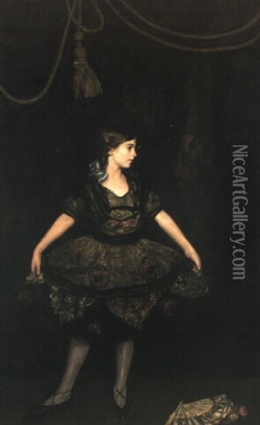 The Dancer In Black Oil Painting - John da Costa