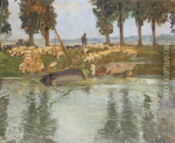 The Shepherd, St. Valery Sur Somme, France Oil Painting - Alexander Jamieson