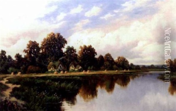 River Landscape Oil Painting - Frederick D. Ogden