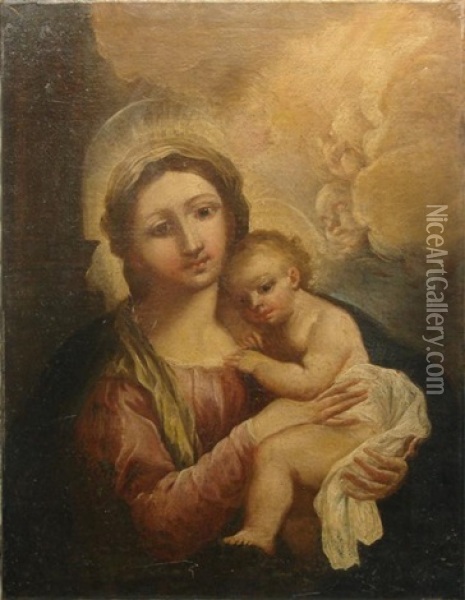 Madonna & Child Oil Painting - Giovanni Battista Salvi (Il Sassoferrato)