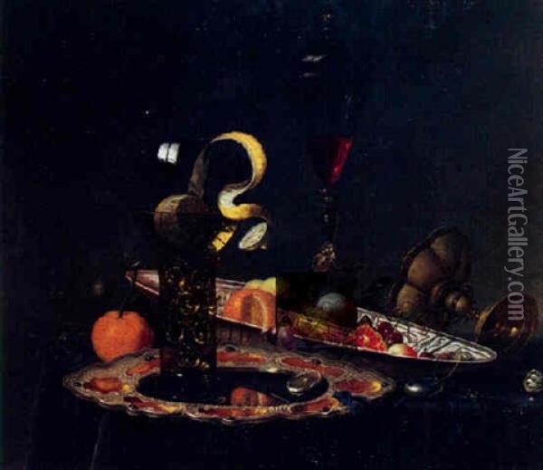 Nature Morte Aux Fruits Et Au Verre Oil Painting - Gillis van Berkborch