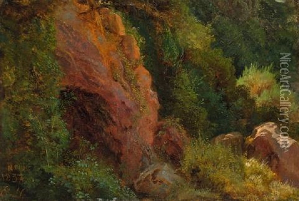 Felsen Bei Nemi Oil Painting - Eugen Napoleon Neureuther