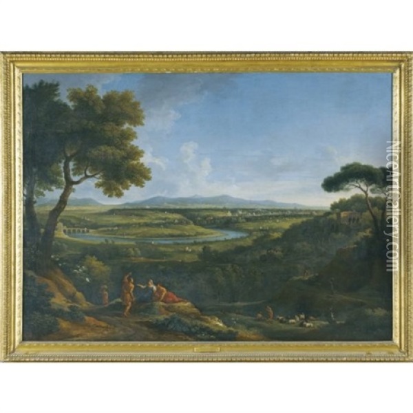 A Panoramic View Of Rome Observed From Monte Mario Oil Painting - Jan Frans van Bloemen