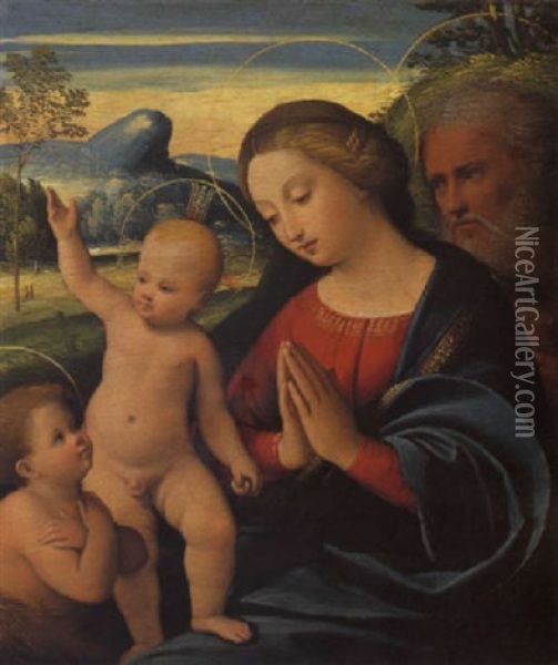 Sacra Famigilia Con San Giovannino Oil Painting - Giovan Battista Benvenuti