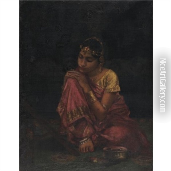 Untitled Oil Painting - Hemen Mazumdar