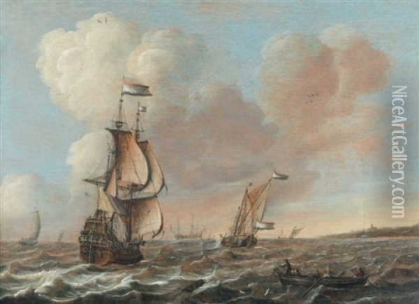 Navire Hollandais Pres De La Cote Oil Painting - Jeronymus Van Diest