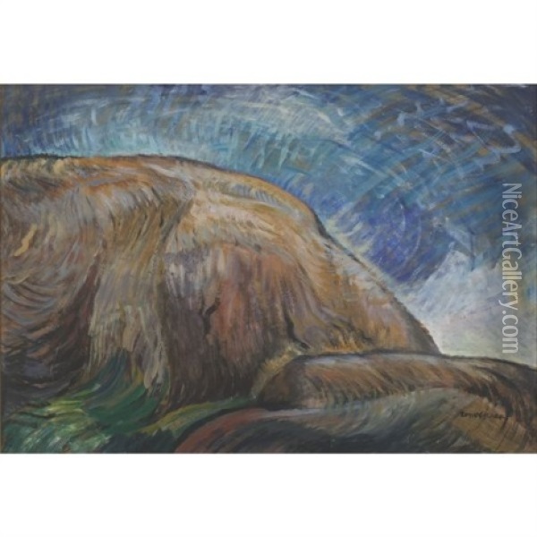 Rocks By The Sea (+ Untitled, Verso) Oil Painting - Emily Carr