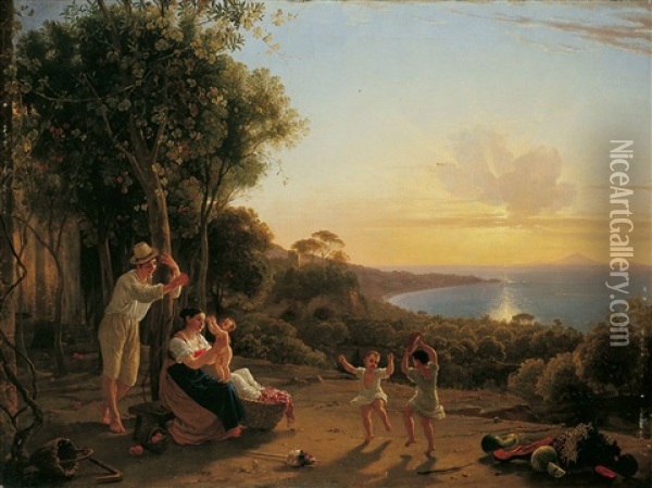 Sonnenuntergang Uber Dem Golf Von Neapel Oil Painting - Franz Ludwig Catel