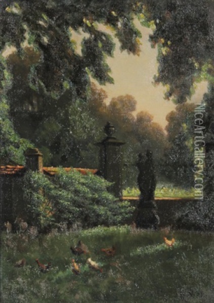 Huhner Vor Den Mauern Des Schwetzinger Parks Oil Painting - Wilhelm Nagel