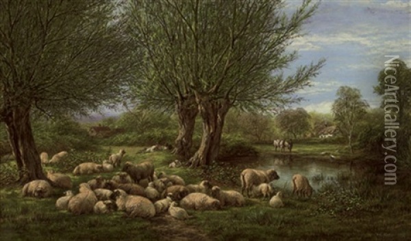Noonday Rest Oil Painting - William Luker Sr.