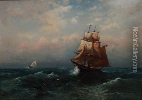 Ships At Sea Oil Painting - Carl Philipp Weber