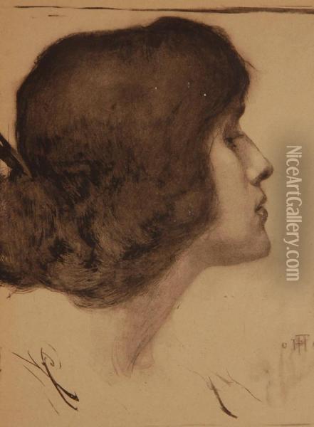 Head Portrait Of A Lady Oil Painting - Hans Fechner