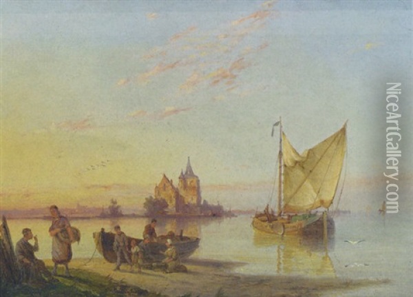On The Borruse, Holland Oil Painting - Pieter Cornelis Dommershuijzen