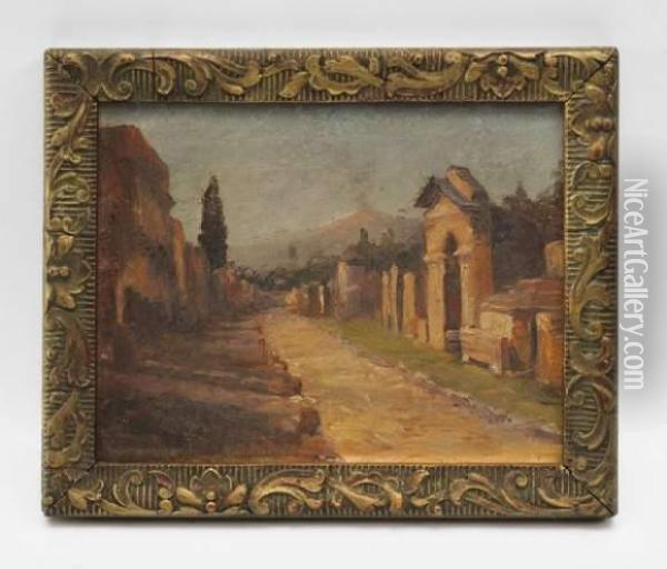 Les Ruines De Pompei Oil Painting - Eugene Jules Delahogue