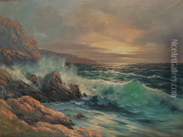 Meereslandschaft Vor Felsiger Kuste Oil Painting - Konstantin Weschtschiloff