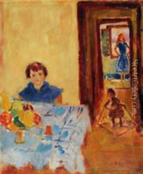 La Fille De L'artiste Oil Painting - Simon Claude (Vanier) Abramovitsch
