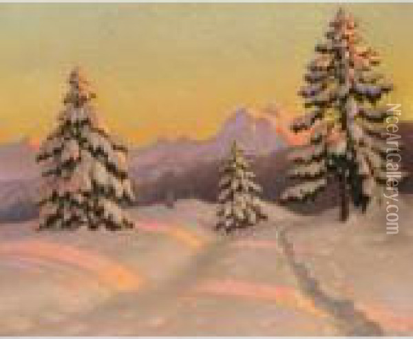 Winter Sun Oil Painting - Mikhail Markianovich Germanshev