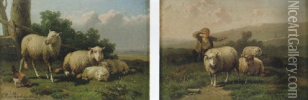 Landskap Med Far Oil Painting - Cornelis van Leemputten