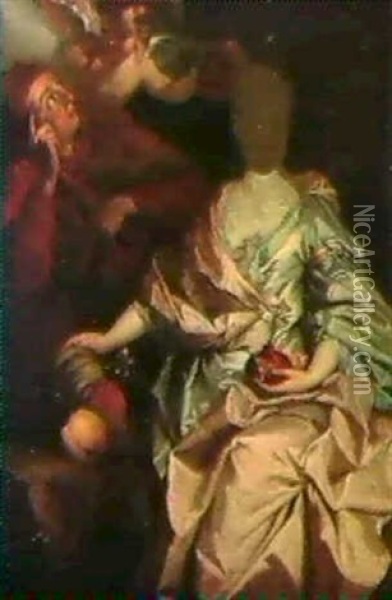 Vertumne Et Pomone Ou Portraitpresume De Madame De Parabue  Et Du Regent Oil Painting - Nicolas de Largilliere