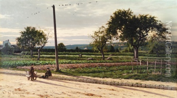 Rencontre Au Bord De La Route Oil Painting - Charles-Jean Georget